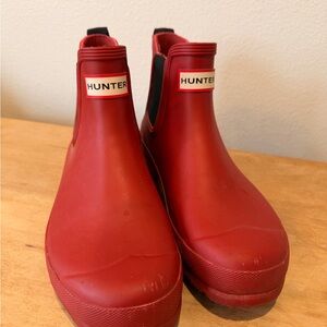 Hunter Red Short Chelsea Rain Boots